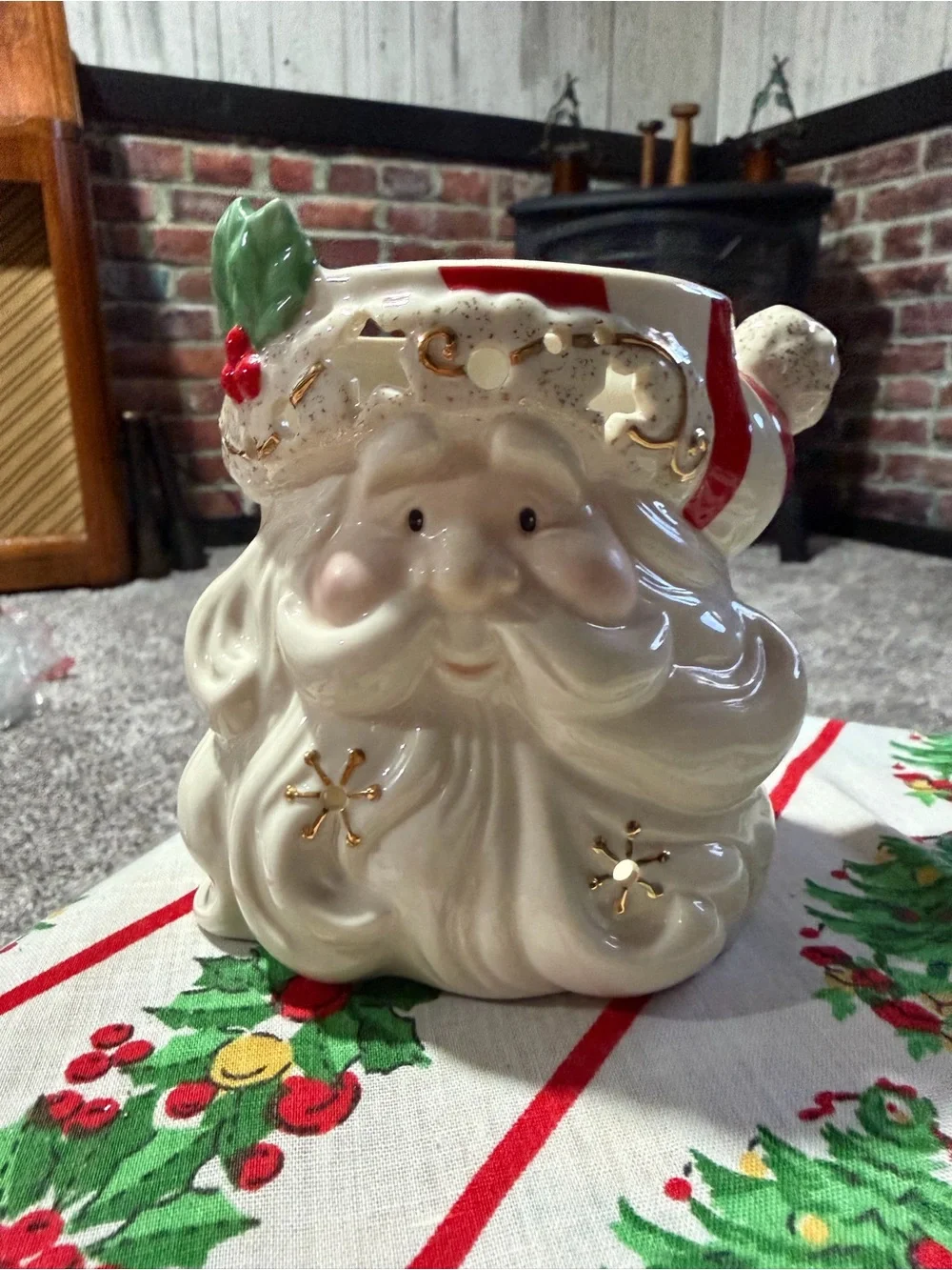 Lenox Festive Santa votive holder.